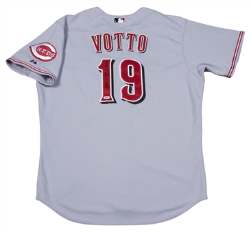 2012 Joey Votto Game Used & Signed/Inscribed Cincinnati Reds Road Jersey (PSA/DNA)